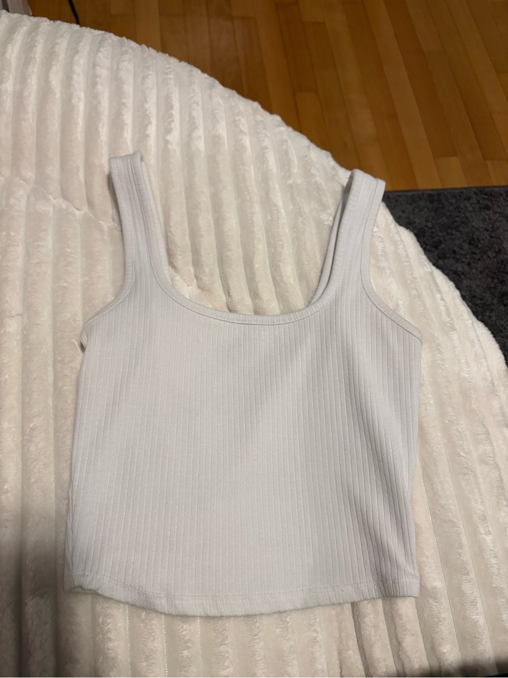 Full Tilt White Ribbed Scoop Tank Top